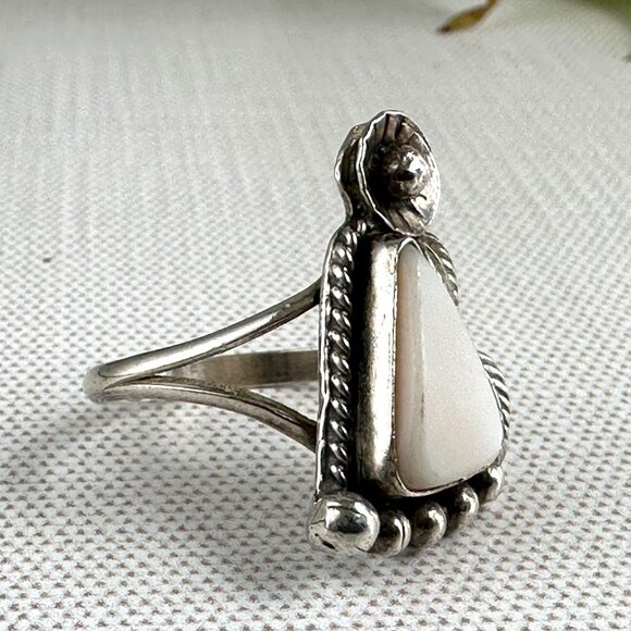 Sterling Silver White Stone Ring Size 6.5 - Picture 4 of 9